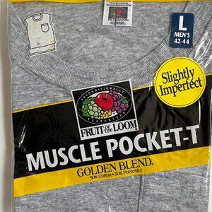 Vintage 90s Men's FOTL Fruit of the Loom Sleeveless Muscle Pocket T Shirt Sz Lg